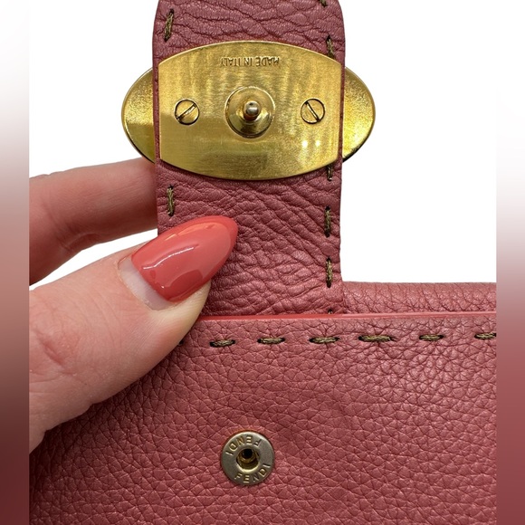 FENDI RARE METALLIC PINK SELLERIA  LEATHER COMPACT WALLET - Picture 9 of 15